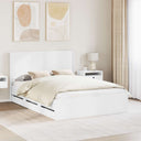 vidaXL Bed Frame with Storage and Headboard White 200 x 200 cm