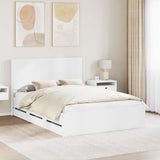 vidaXL Bed Frame with Storage and Headboard White 200 x 200 cm