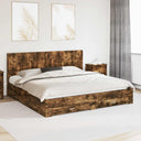 vidaXL Bed Frame with Storage and Headboard Concrete Grey Engineered Wood