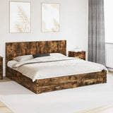 vidaXL Bed Frame with Storage and Headboard Concrete Grey Engineered Wood