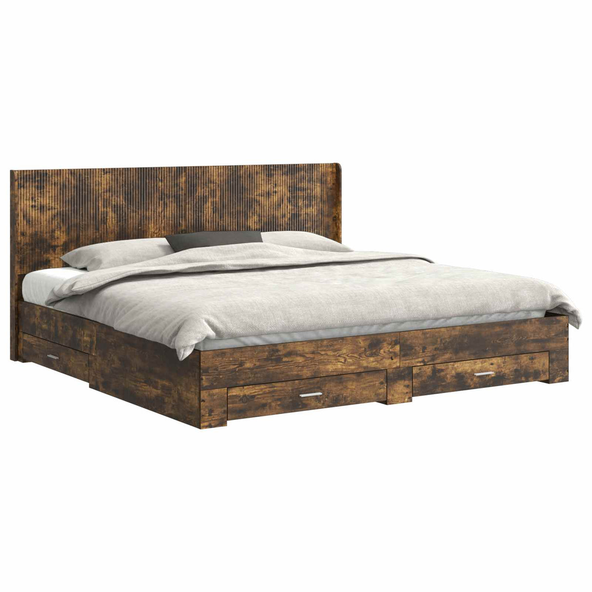vidaXL Bed Frame with Storage and Headboard Concrete Grey Engineered Wood