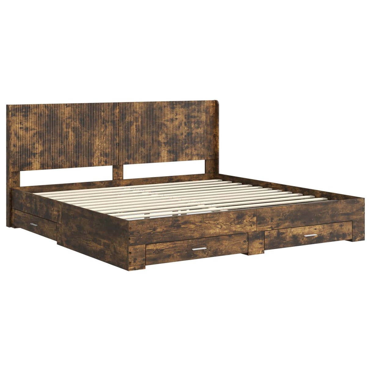 vidaXL Bed Frame with Storage and Headboard Concrete Grey Engineered Wood