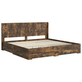 vidaXL Bed Frame with Storage and Headboard Concrete Grey Engineered Wood