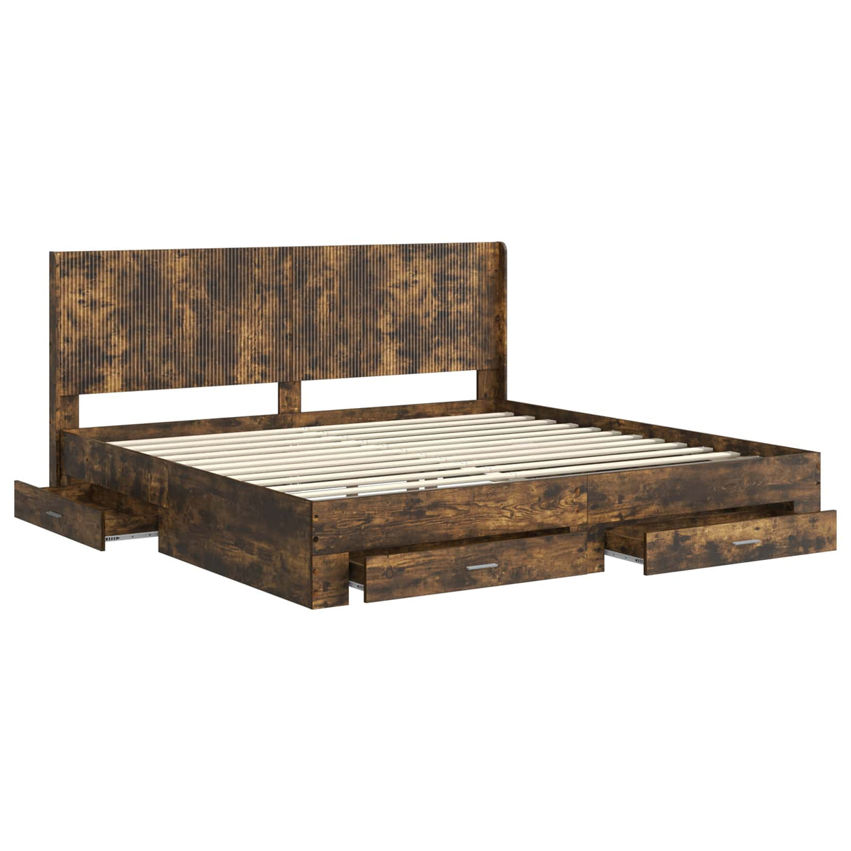 vidaXL Bed Frame with Storage and Headboard Concrete Grey Engineered Wood