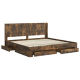 vidaXL Bed Frame with Storage and Headboard Concrete Grey Engineered Wood