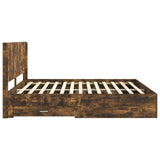 vidaXL Bed Frame with Storage and Headboard Concrete Grey Engineered Wood