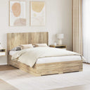vidaXL Bed Frame with Storage and Headboard Concrete Grey Engineered Wood