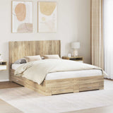 vidaXL Bed Frame with Storage and Headboard Concrete Grey Engineered Wood