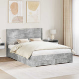 vidaXL Bed Frame with Storage and Headboard Concrete Grey Engineered Wood