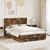 vidaXL Bed Frame with Storage and Headboard Concrete Grey Engineered Wood