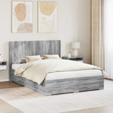vidaXL Bed Frame with Storage and Headboard Concrete Grey Engineered Wood