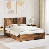 vidaXL Bed Frame with Storage and Headboard Concrete Grey Engineered Wood