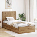 vidaXL Bed Frame with Storage and Headboard Concrete Grey Engineered Wood