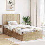 vidaXL Bed Frame with Storage and Headboard Concrete Grey Engineered Wood