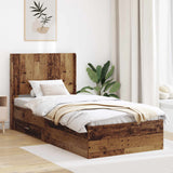 vidaXL Bed Frame with Storage and Headboard Concrete Grey Engineered Wood