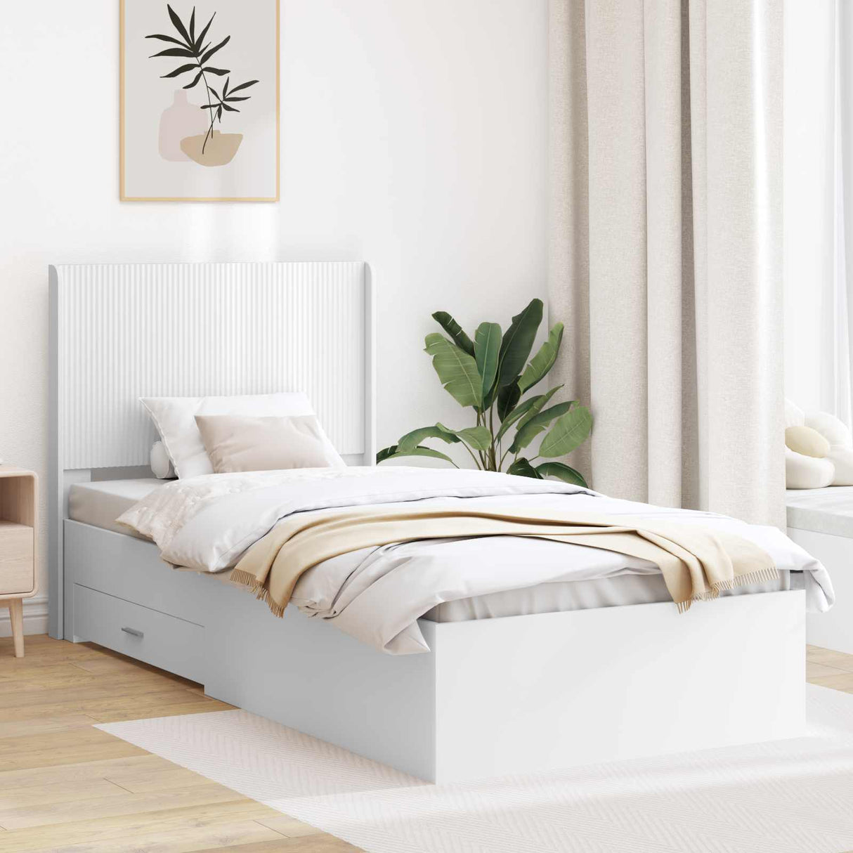 vidaXL Bed Frame with Storage and Headboard Concrete Grey Engineered Wood