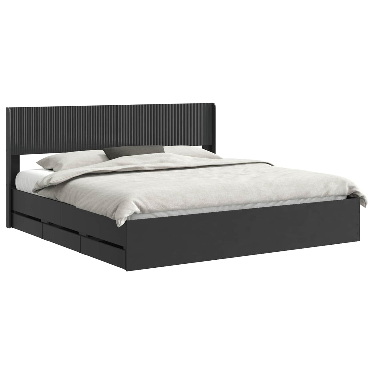 vidaXL Bedframe met opbergruimte en hoofdbord Wit 200 x 200 cm