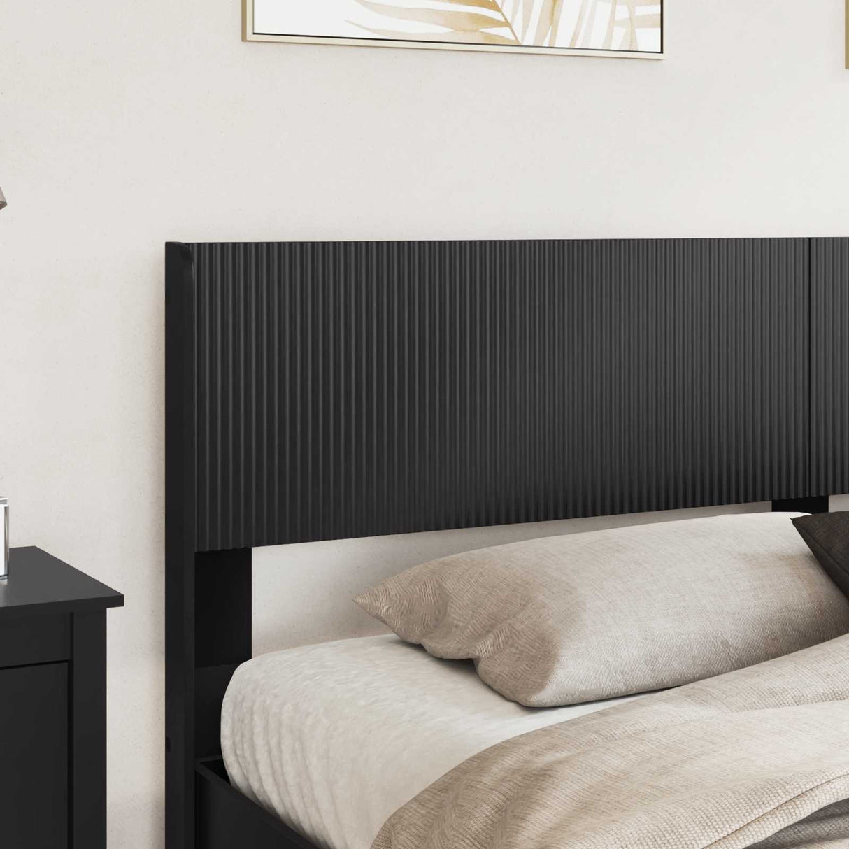 vidaXL Bedframe met opbergruimte en hoofdbord Wit 200 x 200 cm