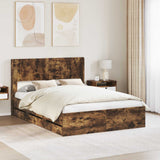 vidaXL Bedframe met opbergruimte en hoofdbord Wit 200 x 200 cm