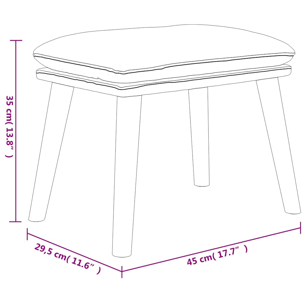 vidaXL Voetenbank 45x29,5x35 cm fluweel lichtgrijs