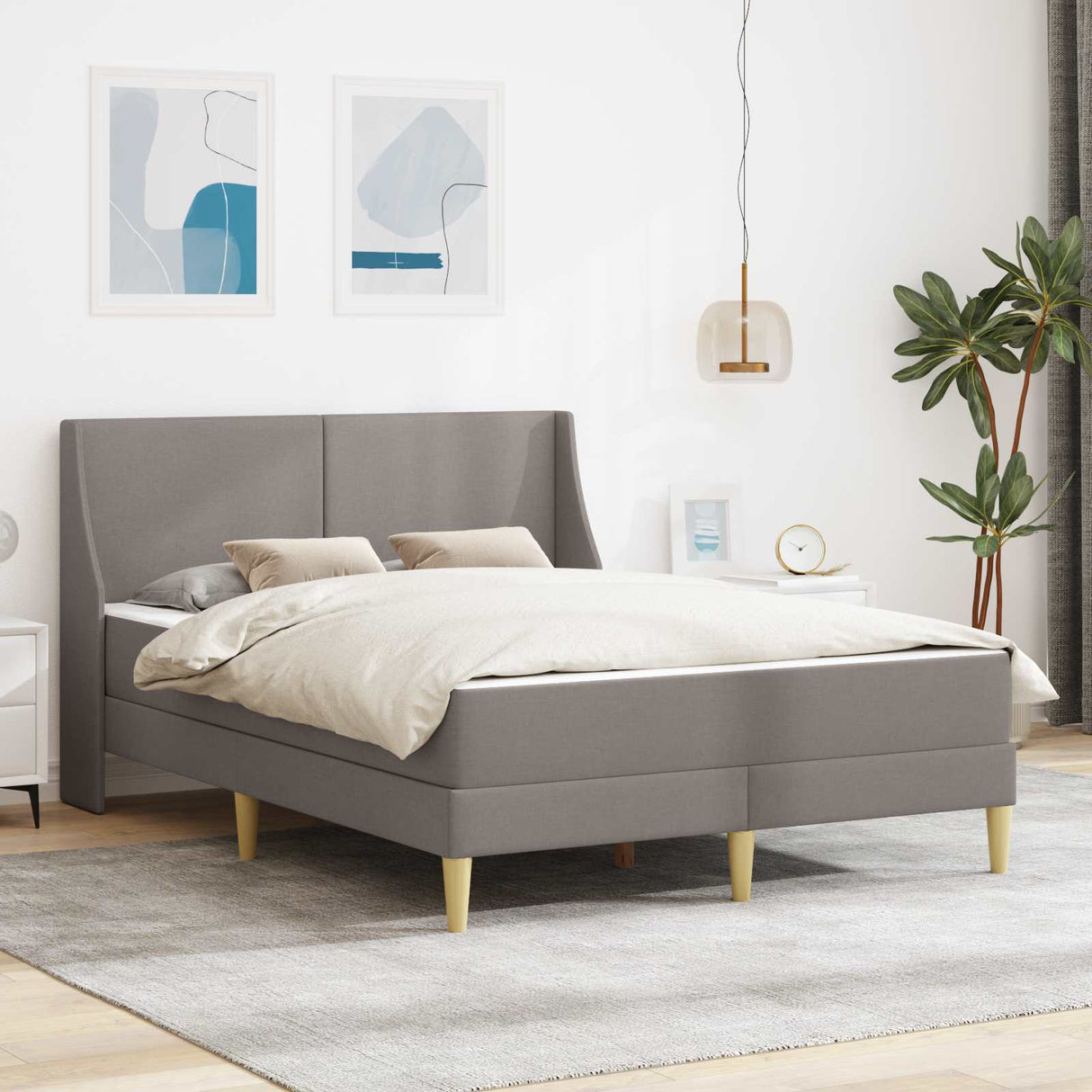 vidaXL Wall-Mounted Bed Frame with Mattress Light Grey 90 x 200 cm Fabric