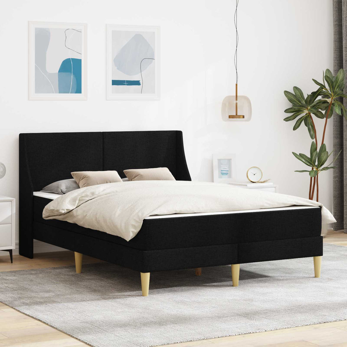 vidaXL Wall-Mounted Bed Frame with Mattress Light Grey 90 x 200 cm Fabric