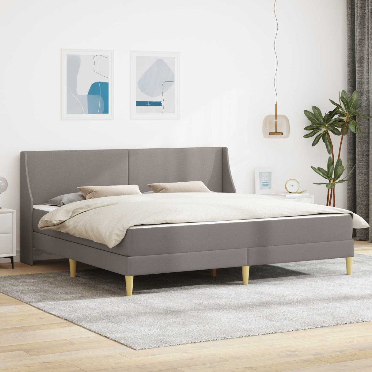 vidaXL Wall-Mounted Bed Frame with Mattress Light Grey 90 x 200 cm Fabric