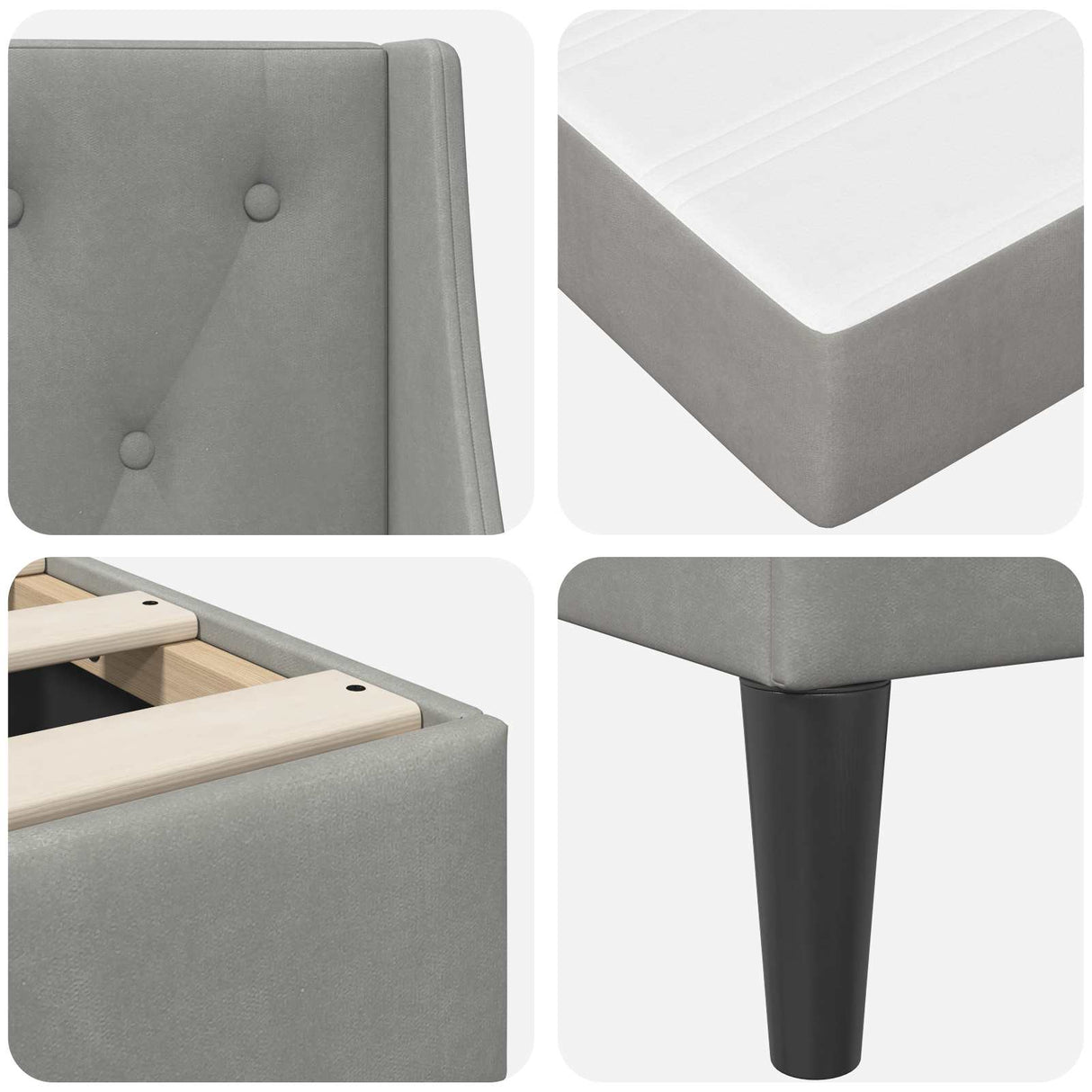 vidaXL Bedframe met matras Wandgemonteerd 2 pcs Lichtgrijs Fluweel