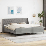 vidaXL Bedframe met matras Wandgemonteerd 2 pcs Lichtgrijs Fluweel