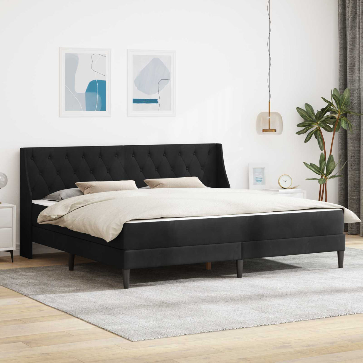 vidaXL Bedframe met matras Wandgemonteerd 2 pcs Lichtgrijs Fluweel