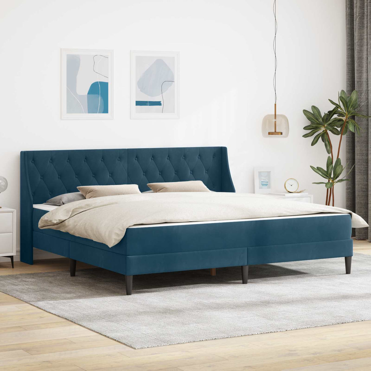 vidaXL Bedframe met matras Wandgemonteerd 2 pcs Lichtgrijs Fluweel