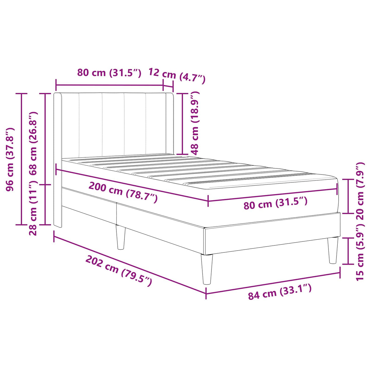 vidaXL Bedframe Lichtgrijs 80 x 200 cm Fluweel