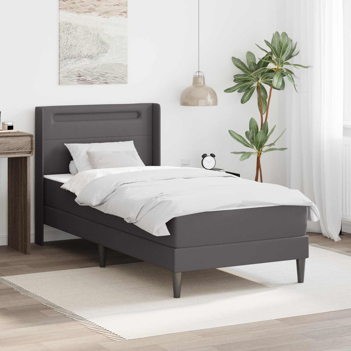 vidaXL Bedframe met matras Zwart 80 x 200 cm Kunstleer