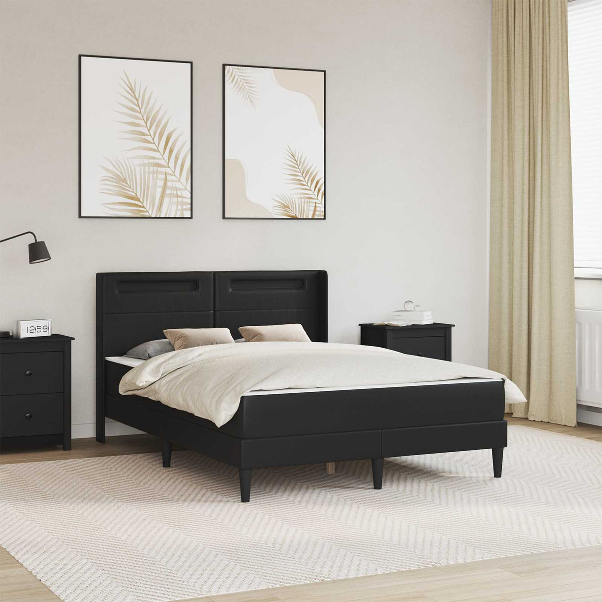 vidaXL Bedframe met matras Zwart 80 x 200 cm Kunstleer