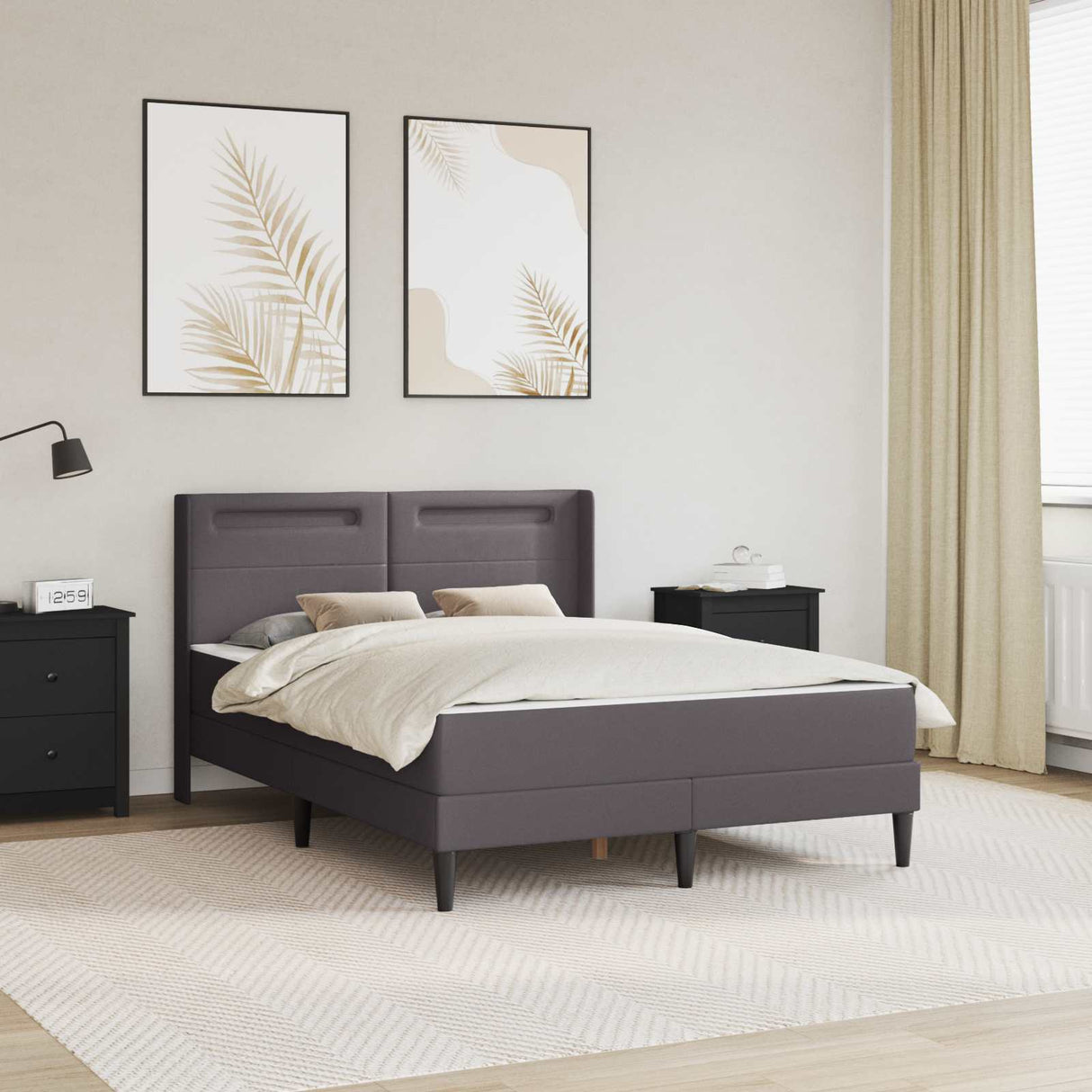 vidaXL Bedframe met matras Zwart 80 x 200 cm Kunstleer