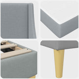 vidaXL Bedframe met matras met hoofdeinde Lichtgrijs 90 x 190 cm Stof