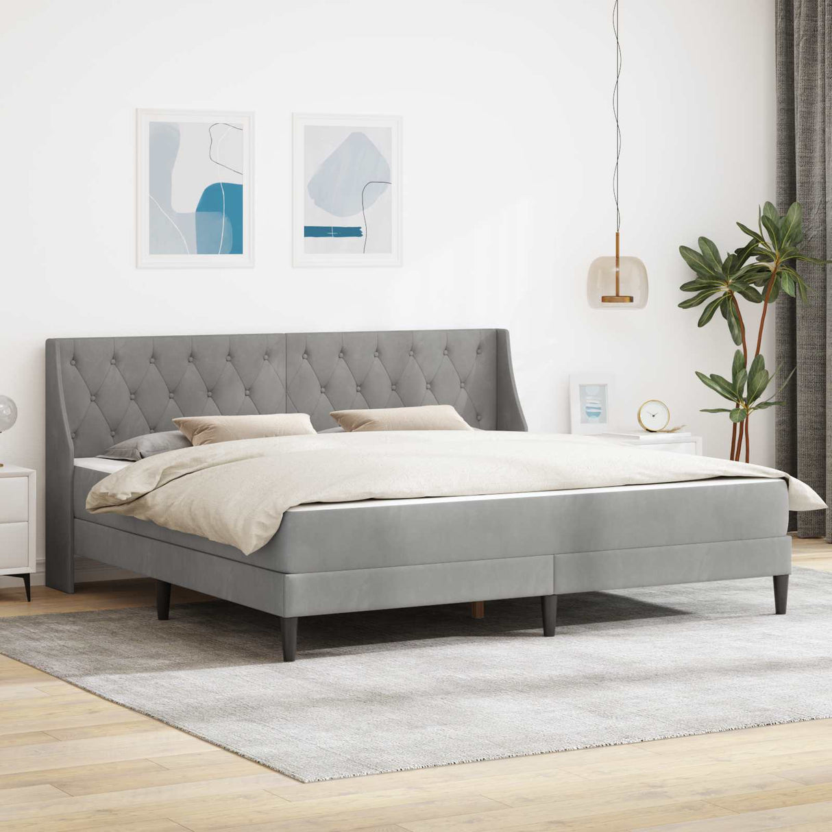 vidaXL Bedframe met matras Lichtgrijs 90 x 190 cm Fluweel