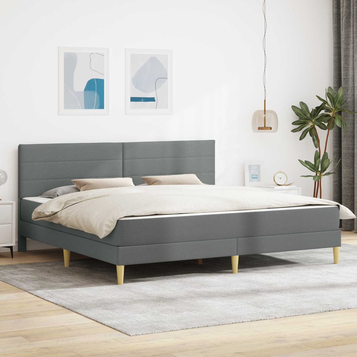 vidaXL Bedframe met matras met hoofdeinde Lichtgrijs 90 x 190 cm Stof