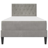 vidaXL Bedframe met matras Lichtgrijs 90 x 190 cm Fluweel