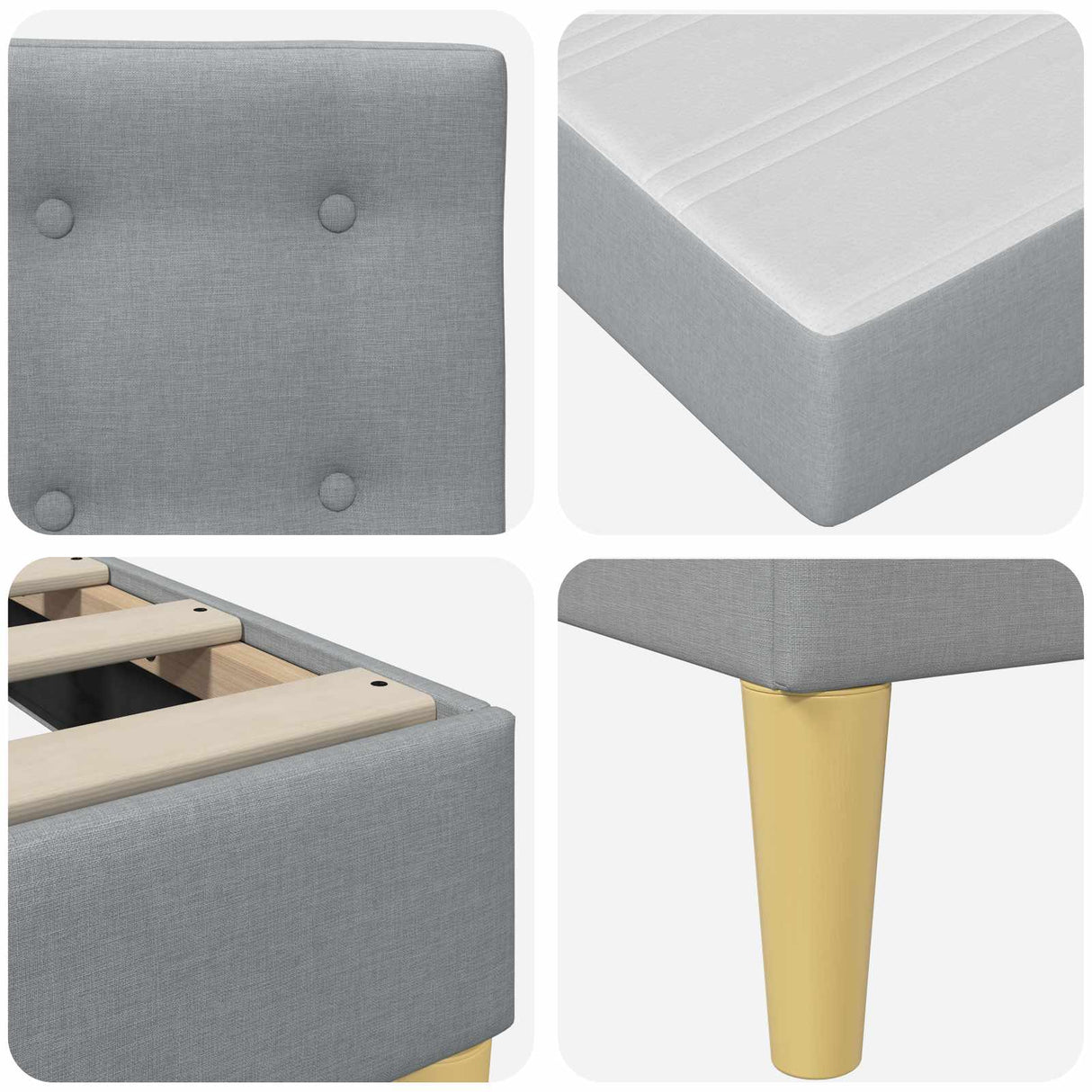 vidaXL Bedframe met matras met hoofdeinde Lichtgrijs 90 x 190 cm Stof