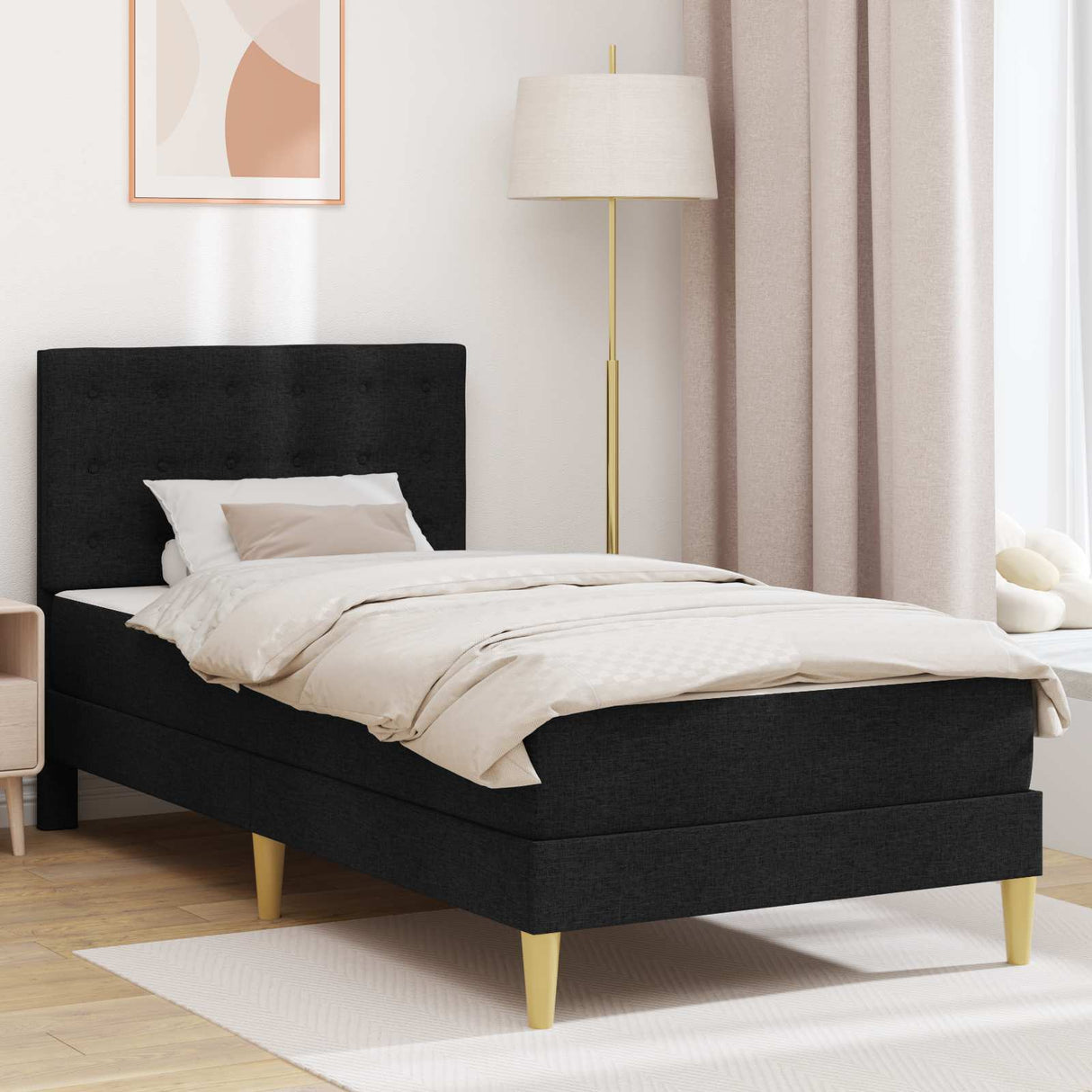 vidaXL Bedframe met matras met hoofdeinde Lichtgrijs 90 x 190 cm Stof