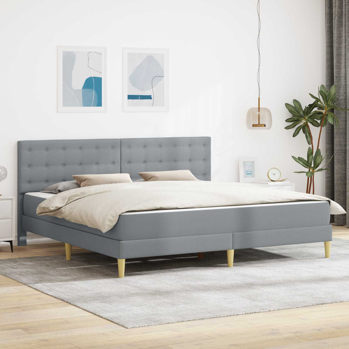 vidaXL Bedframe met matras met hoofdeinde Lichtgrijs 90 x 190 cm Stof