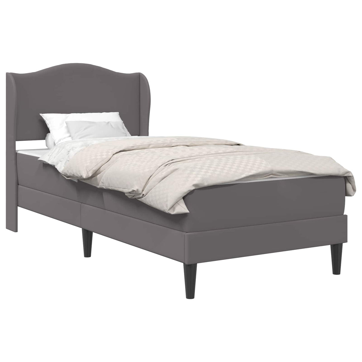 vidaXL Bedframe met hoofdeinde Grijs 90 x 190 cm Kunstleer