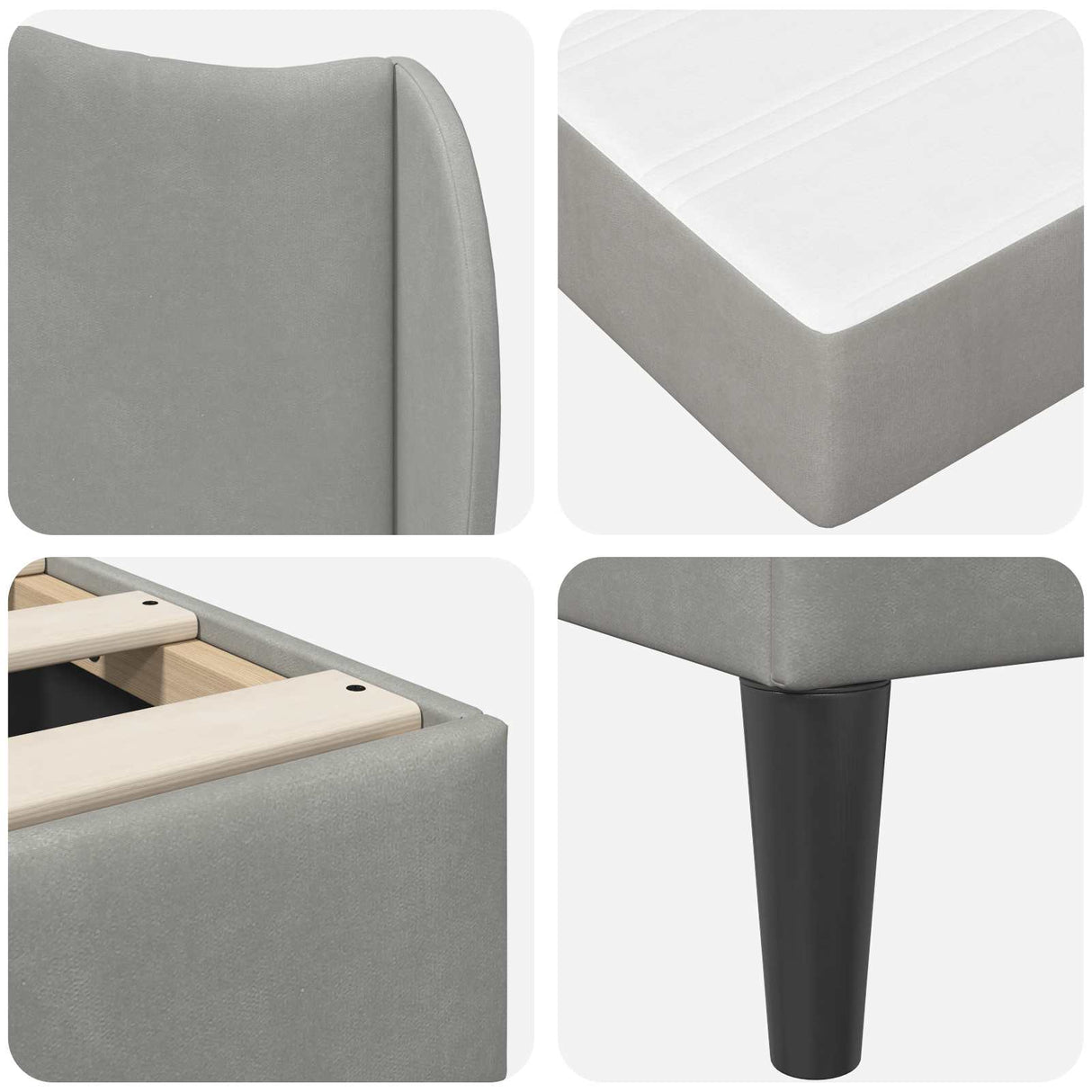 vidaXL Bedframe met hoofdeinde Lichtgrijs 90 x 190 cm Fluweel