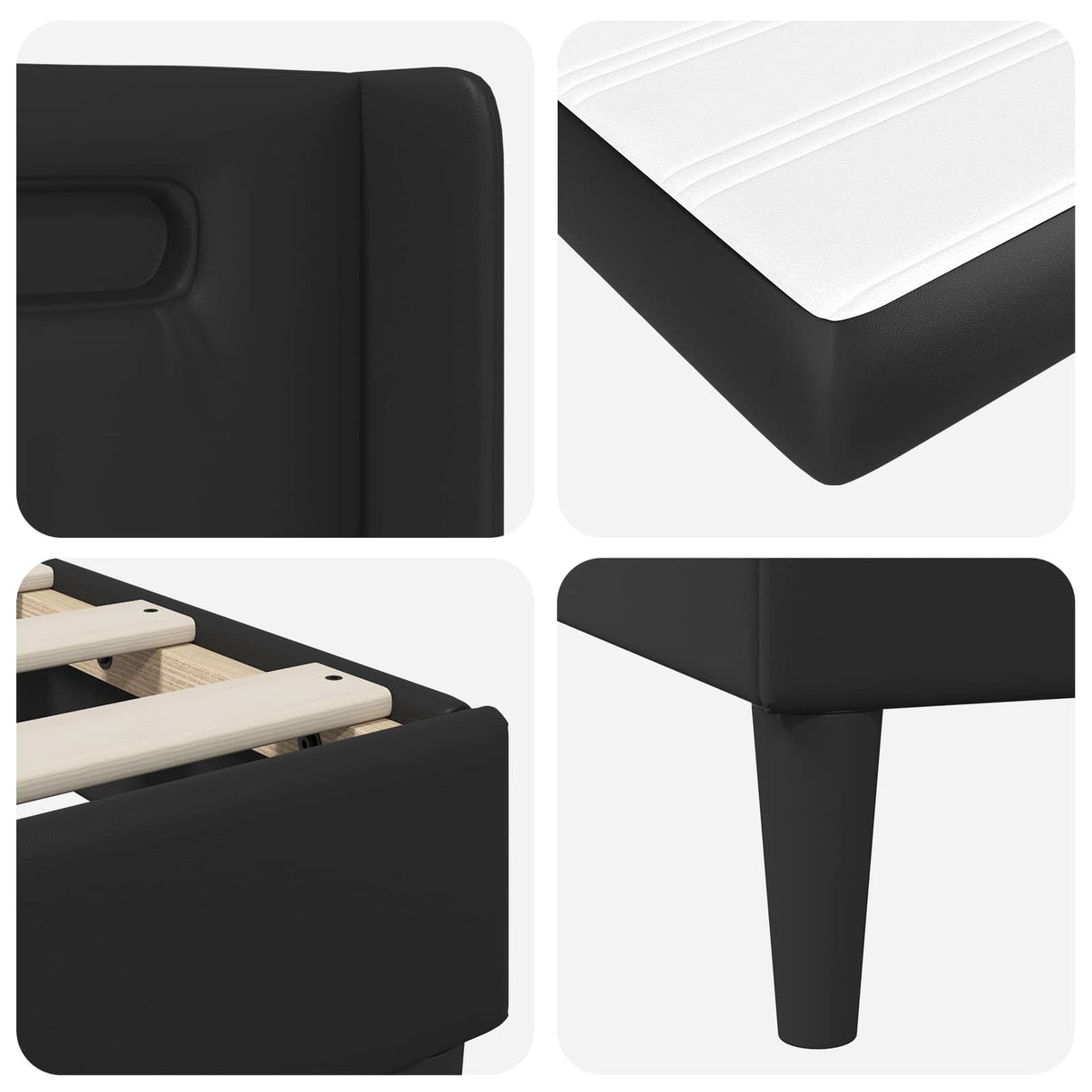 vidaXL Bed Frame with LED Strip Light Black 90 x 190 cm Faux Leather