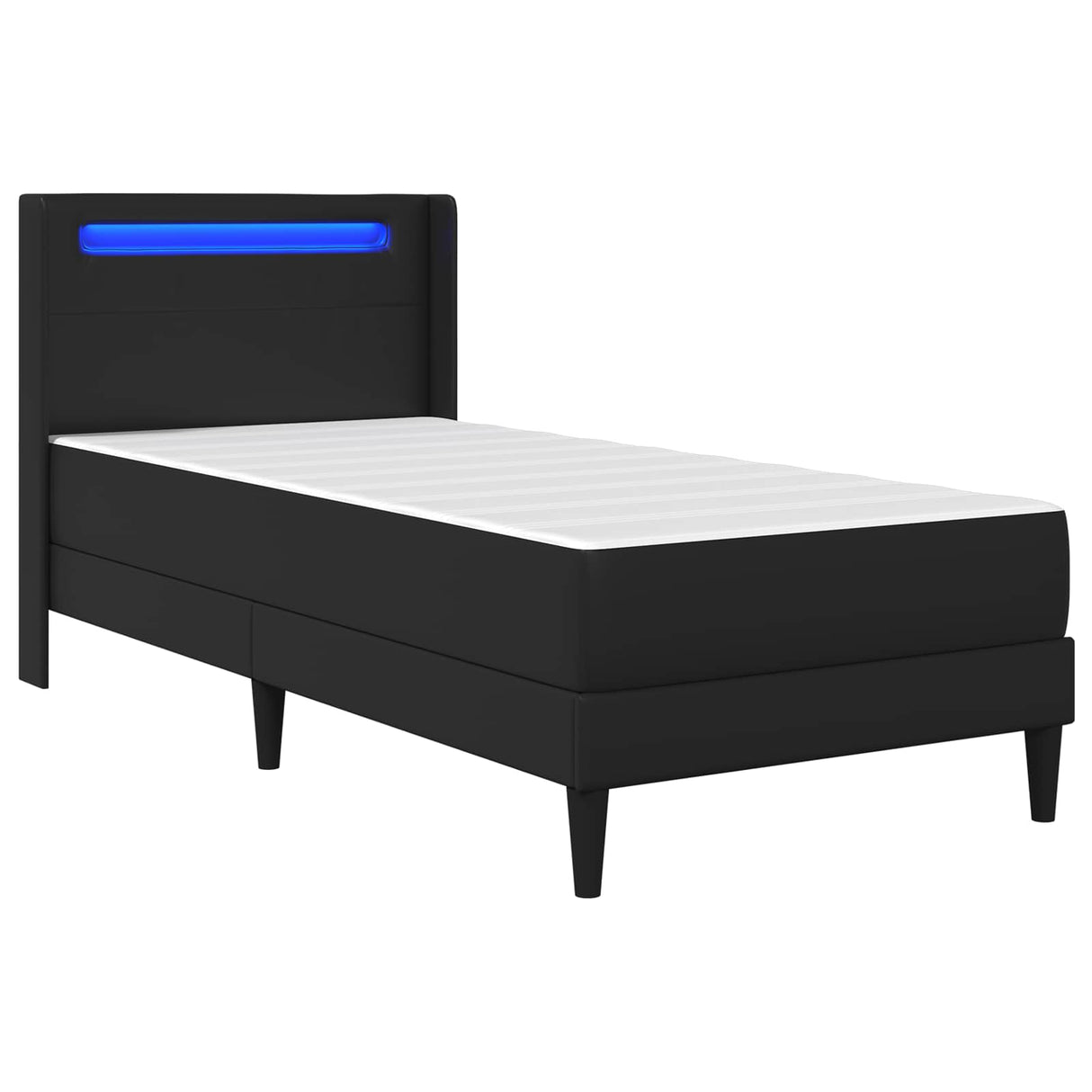 vidaXL Bed Frame with LED Strip Light Black 90 x 190 cm Faux Leather