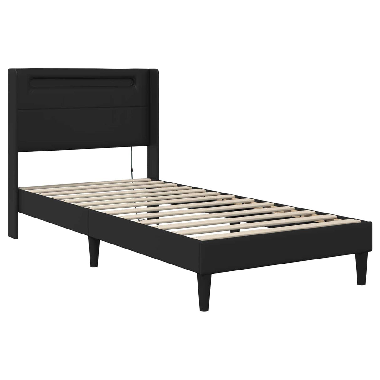 vidaXL Bed Frame with LED Strip Light Black 90 x 190 cm Faux Leather