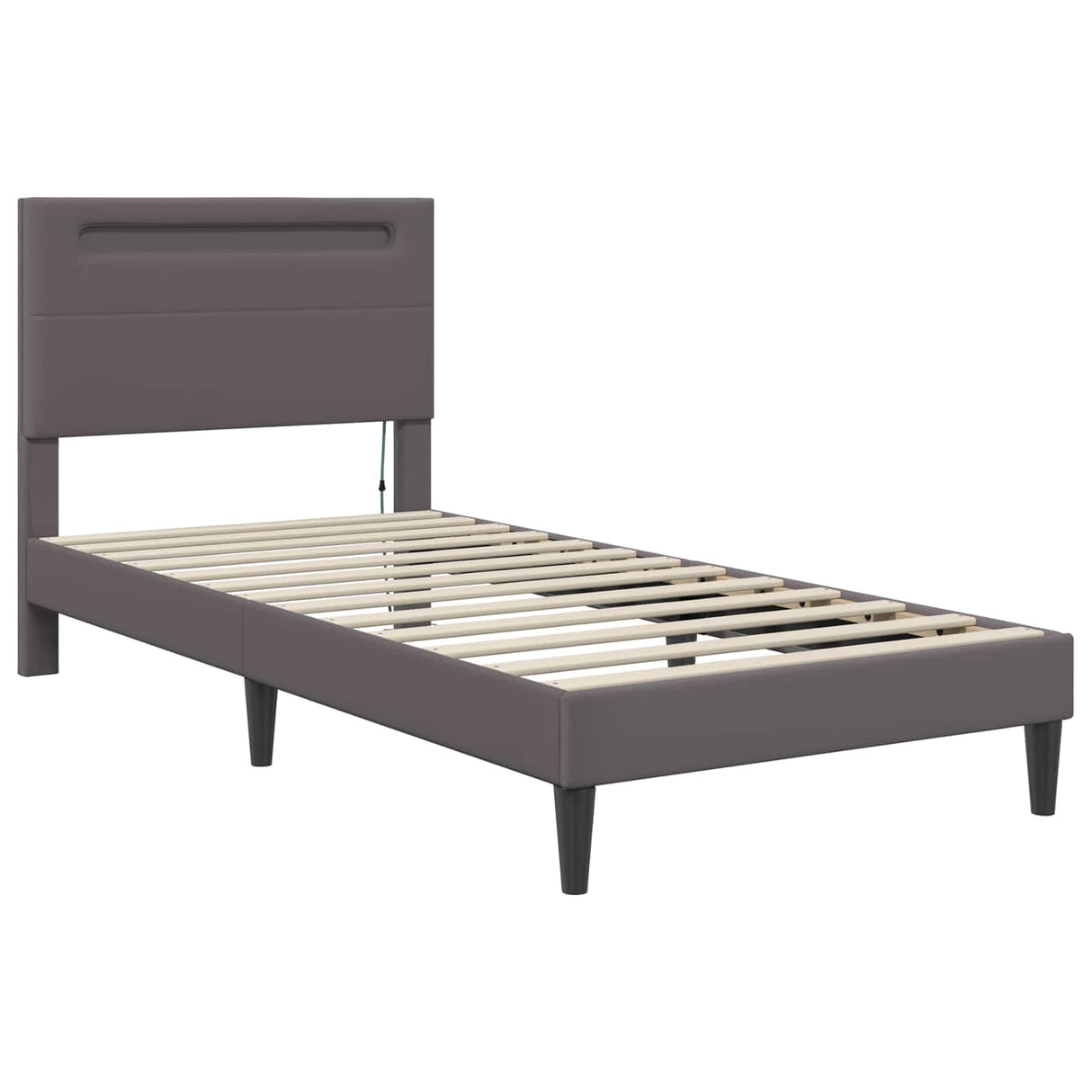 vidaXL Bedframe met LED-stripverlichting Grijs 90 x 190 cm Kunstleer