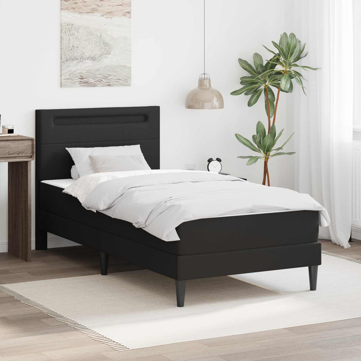 vidaXL Bedframe met LED-stripverlichting Grijs 90 x 190 cm Kunstleer