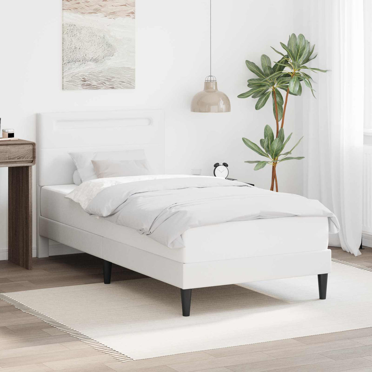 vidaXL Bedframe met LED-stripverlichting Grijs 90 x 190 cm Kunstleer